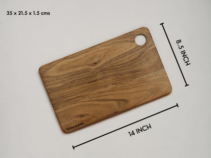Wooden Cutting Board for Kitchen/Chopping, Serving Board, Platter for Vegetables, Fruits, Cheese and Charcuterie | Natural Acacia Wood |15 * 10 Inches | Handcrafted in India