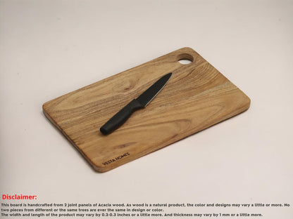 Wooden Cutting Board for Kitchen/Chopping, Serving Board, Platter for Vegetables, Fruits, Cheese and Charcuterie | Natural Acacia Wood |15 * 10 Inches | Handcrafted in India