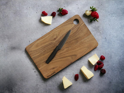 Wooden Cutting Board for Kitchen/Chopping, Serving Board, Platter for Vegetables, Fruits, Cheese and Charcuterie | Natural Acacia Wood |15 * 10 Inches | Handcrafted in India