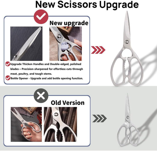 100% Full Stainless Steel separable Sharp Powerful Kitchen Scissors Multi-Purpose Heavy Duty Dishwasher Safe Food Scissors Kitchen Shears for Chicken Poultry bone