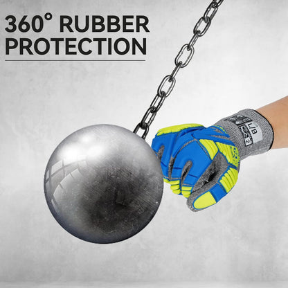 Level 7 Cut Resistant Gloves, Safety Work Gloves for Men Women, Impact Gloves with TPR Protection, ANSI Level A7 Protection, Touch Screen Mechanic Work Glove for Construction Gardening Kitchen