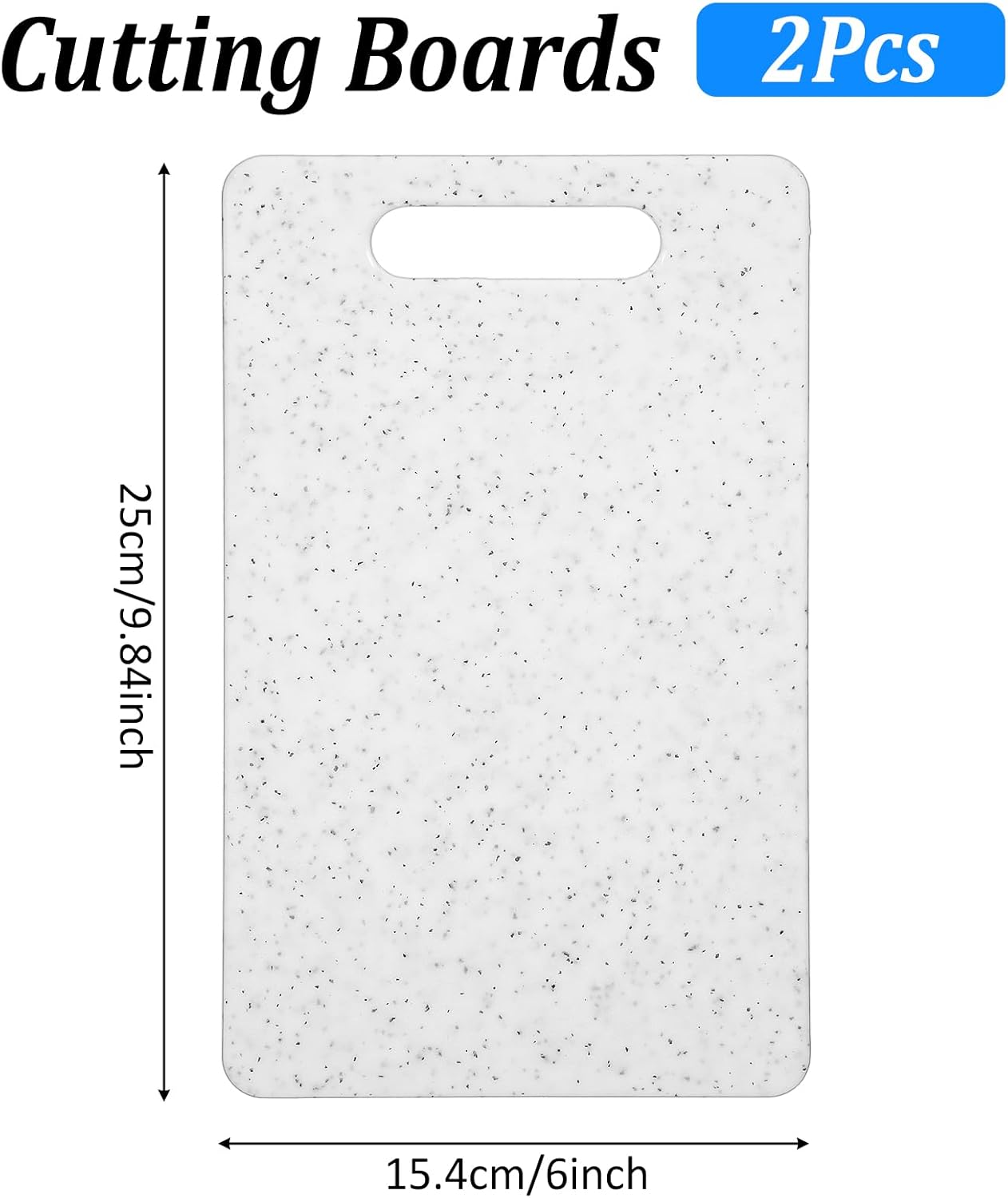 2Pcs Mini Cutting Board for Kitchen, Plastic Cutting Board Set, Dishwasher Safe Cuttings Boards with Handles, Small Chopping Boards for Camping Fruits Vegetable and Food Preparation (6" x 10" White)