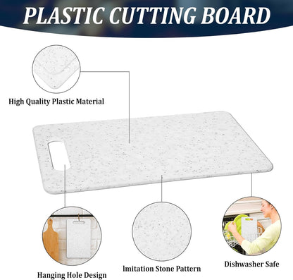 2Pcs Mini Cutting Board for Kitchen, Plastic Cutting Board Set, Dishwasher Safe Cuttings Boards with Handles, Small Chopping Boards for Camping Fruits Vegetable and Food Preparation (6" x 10" White)