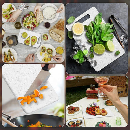 2Pcs Mini Cutting Board for Kitchen, Plastic Cutting Board Set, Dishwasher Safe Cuttings Boards with Handles, Small Chopping Boards for Camping Fruits Vegetable and Food Preparation (6" x 10" White)