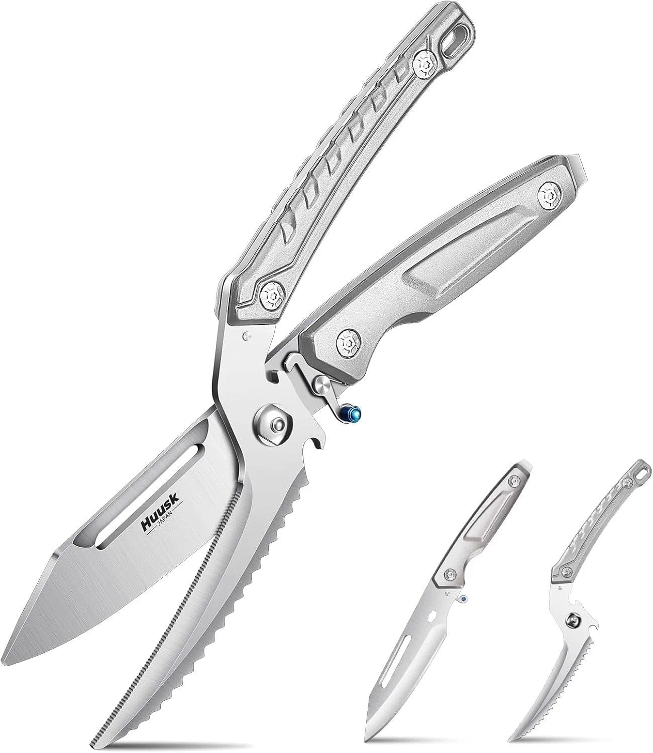 Huusk Heavy Duty Poultry Scissors - Kitchen Scissor for Food Brown | Serrated Edge, for Cutting Meat, Chicken and Bone, Detachable Sharp Shears, Gift Box