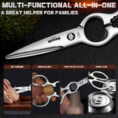 Huusk Heavy Duty Poultry Scissors - Kitchen Scissor for Food Brown | Serrated Edge, for Cutting Meat, Chicken and Bone, Detachable Sharp Shears, Gift Box