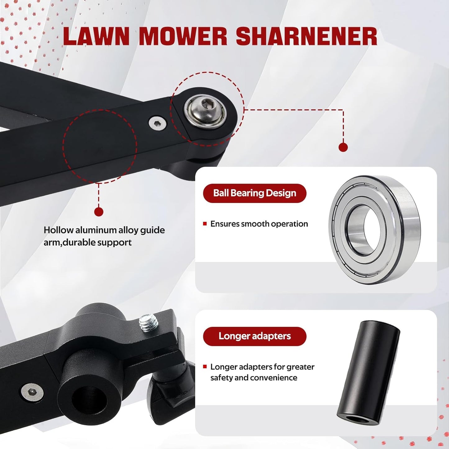 Lawn Mower Blade Sharpener 15°-45° Adjustable Frame With Ball Bearings Lawn Mower Blade Sharpener Tool For Standard Straight/Covered/High-Lift Mower Blades Compatible With Most Angle Grinders