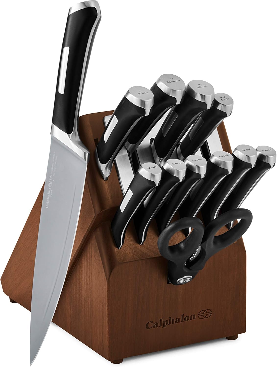 Kitchen Knife Set with Self-Sharpening Block, 13-Piece NonStick Knives