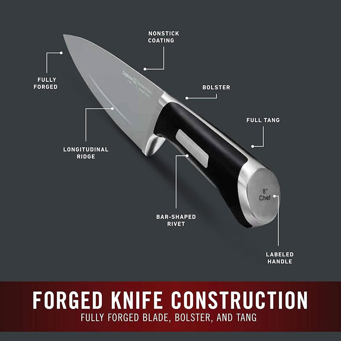 Kitchen Knife Set with Self-Sharpening Block, 13-Piece NonStick Knives