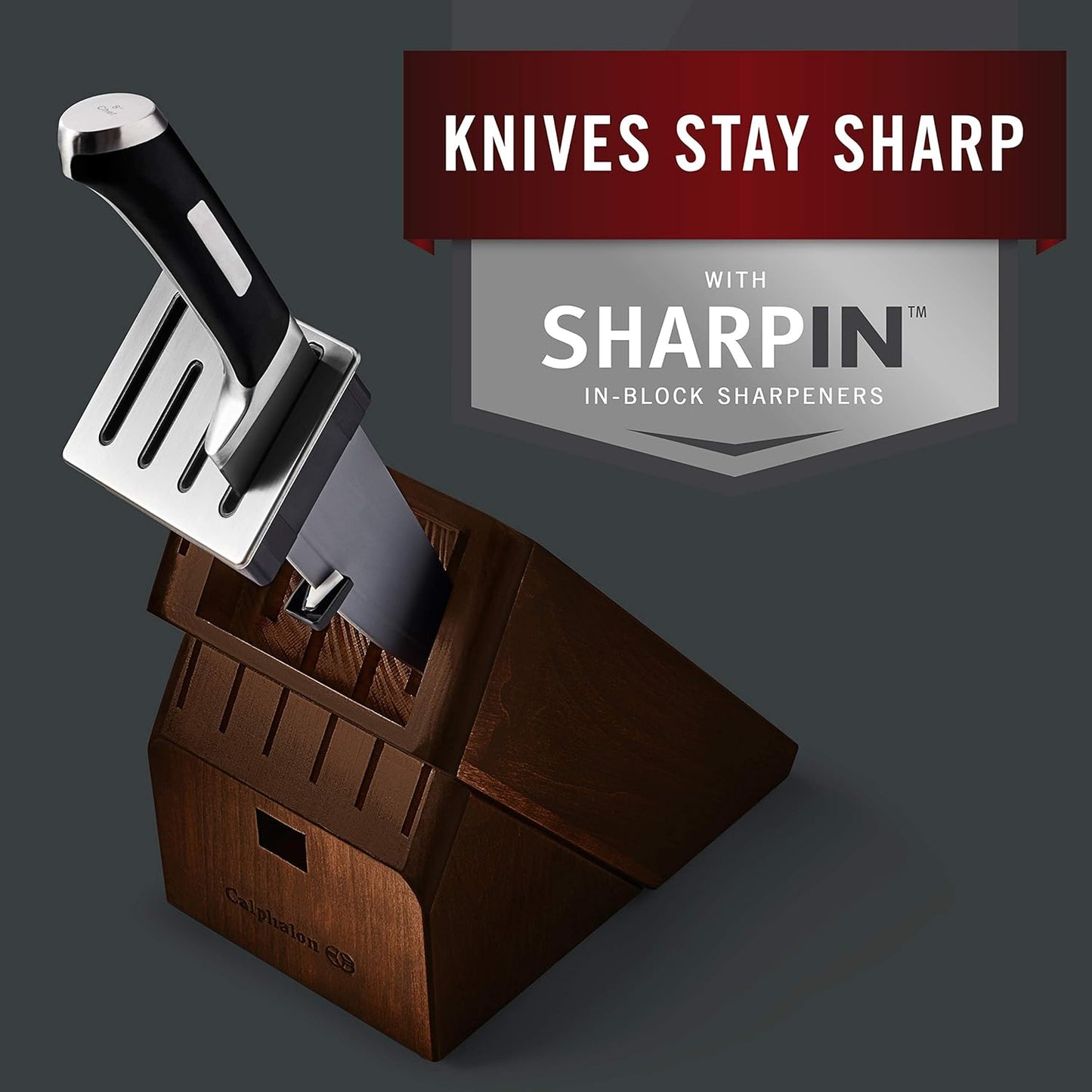 Kitchen Knife Set with Self-Sharpening Block, 13-Piece NonStick Knives