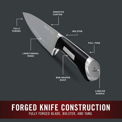 Kitchen Knife Set with Self-Sharpening Block, 13-Piece NonStick Knives