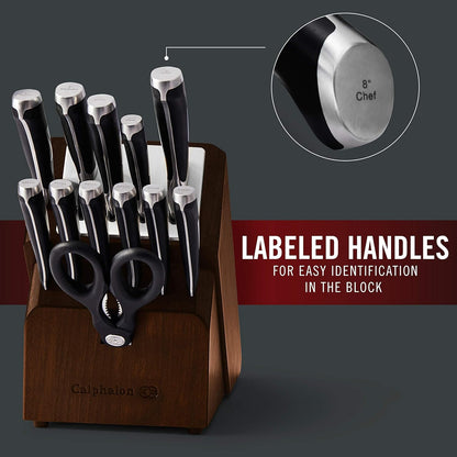Kitchen Knife Set with Self-Sharpening Block, 13-Piece NonStick Knives