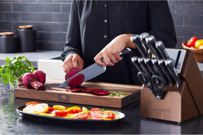 Kitchen Knife Set with Self-Sharpening Block, 13-Piece NonStick Knives