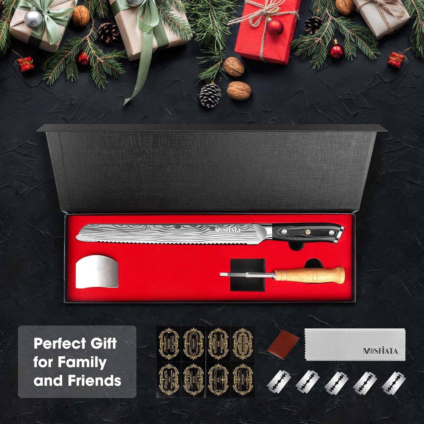 Bread Knife 10.5” Ultra Sharp Knife，Long Serrations Glide Through Bread, Authentic, Handcrafted, Japanese Serrated Kitchen Knife