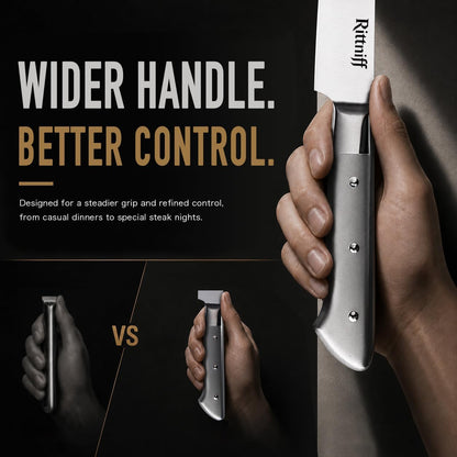 Steak Knives Set of 4, 5-Inch Serrated Stainless Steel Steak Knife Set with Wide Stainless Handle, Gift-Ready Box for Steak Night, BBQ, Housewarming & Wedding