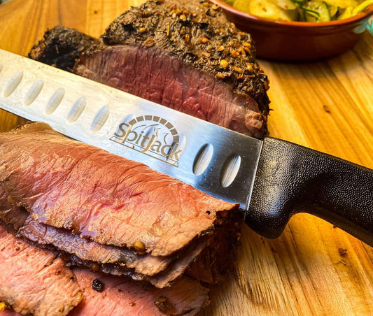 Smoked BBQ 6 Inch Curved Beef Brisket Trimming and Boning Knife and 11" Meat Slicing Knife Bundle. Stainless Steel.
