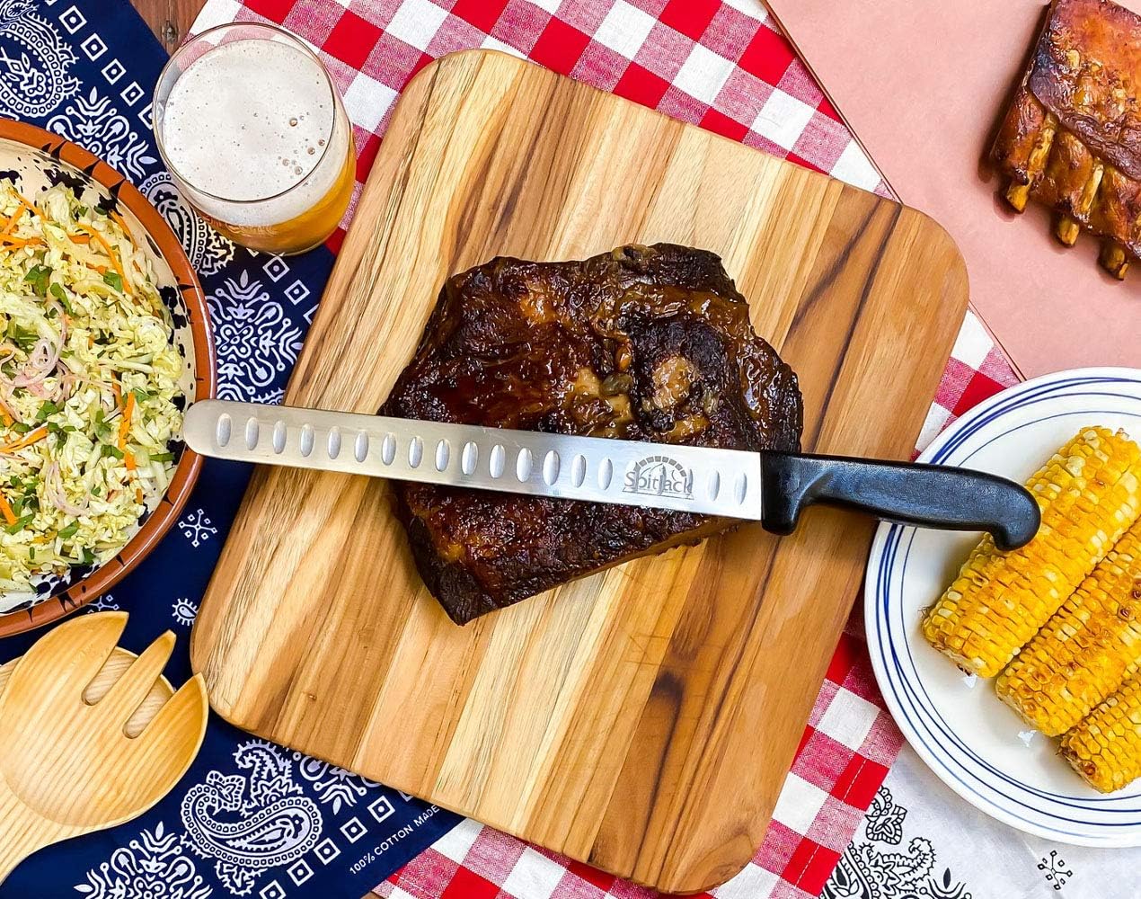 Smoked BBQ 6 Inch Curved Beef Brisket Trimming and Boning Knife and 11" Meat Slicing Knife Bundle. Stainless Steel.