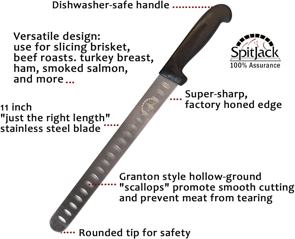Smoked BBQ 6 Inch Curved Beef Brisket Trimming and Boning Knife and 11" Meat Slicing Knife Bundle. Stainless Steel.