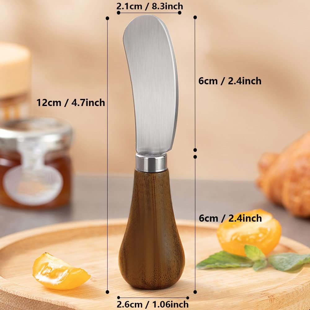2 Pack Butter Spreader Knife Standing, Stainless Steel Cheese Spreader Knives with Wood Handle, Butter Knives with Sharp Edge for Easily Cutting & Spreading Butter & Cheese Sandwich Cream Cake
