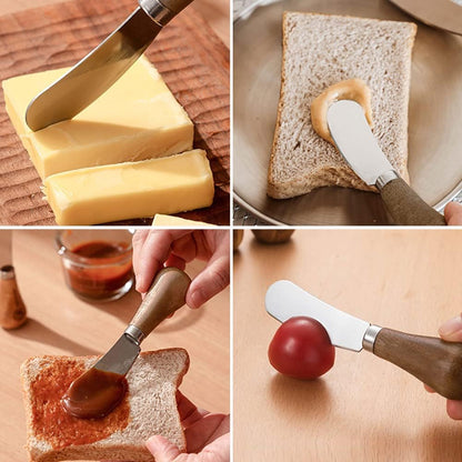 2 Pack Butter Spreader Knife Standing, Stainless Steel Cheese Spreader Knives with Wood Handle, Butter Knives with Sharp Edge for Easily Cutting & Spreading Butter & Cheese Sandwich Cream Cake