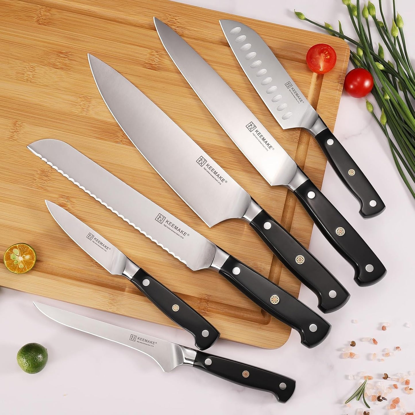 3 Pieces Knife Set, High Carbon Stainless Steel Chef Knives Sets with Ergonomic Pakkawood Handle, Professional Ultra Sharp Kitchen Knife Sets, Father Day Gifts