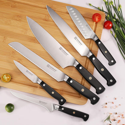 3 Pieces Knife Set, High Carbon Stainless Steel Chef Knives Sets with Ergonomic Pakkawood Handle, Professional Ultra Sharp Kitchen Knife Sets, Father Day Gifts