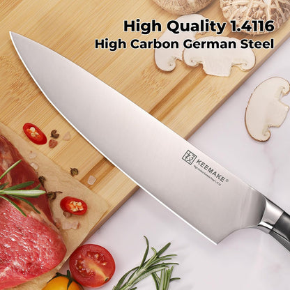 3 Pieces Knife Set, High Carbon Stainless Steel Chef Knives Sets with Ergonomic Pakkawood Handle, Professional Ultra Sharp Kitchen Knife Sets, Father Day Gifts