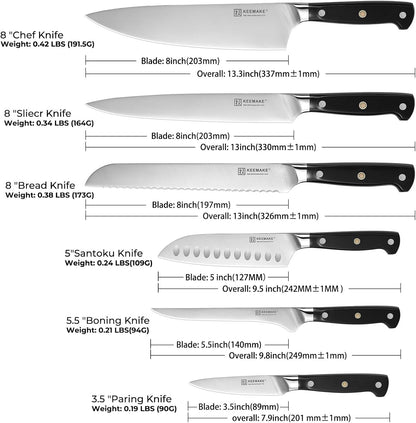 3 Pieces Knife Set, High Carbon Stainless Steel Chef Knives Sets with Ergonomic Pakkawood Handle, Professional Ultra Sharp Kitchen Knife Sets, Father Day Gifts