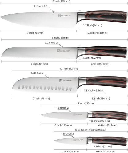 3 Pieces Knife Set, High Carbon Stainless Steel Chef Knives Sets with Ergonomic Pakkawood Handle, Professional Ultra Sharp Kitchen Knife Sets, Father Day Gifts