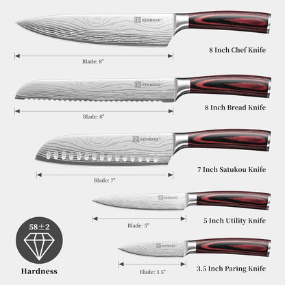 3 Pieces Knife Set, High Carbon Stainless Steel Chef Knives Sets with Ergonomic Pakkawood Handle, Professional Ultra Sharp Kitchen Knife Sets, Father Day Gifts