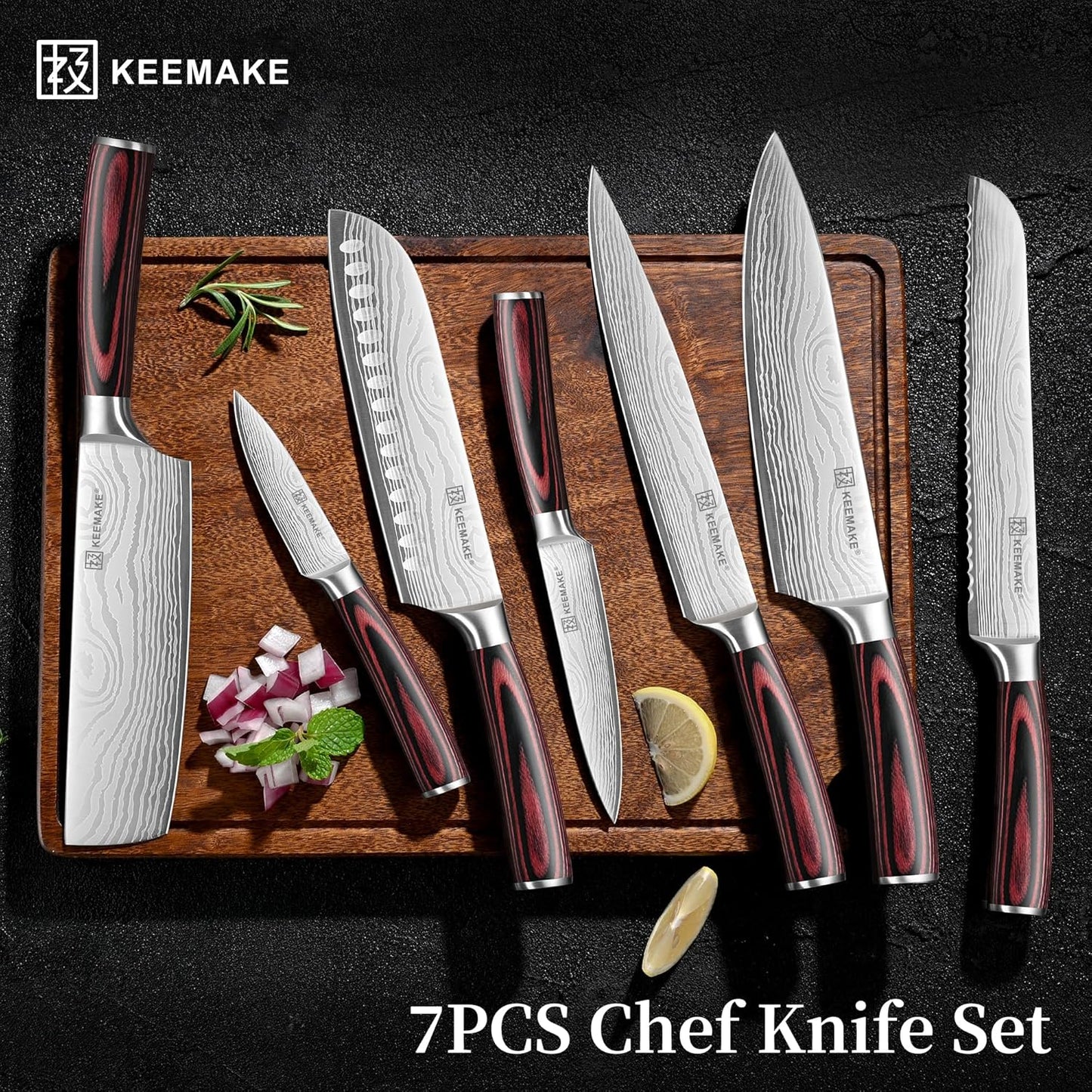 3 Pieces Knife Set, High Carbon Stainless Steel Chef Knives Sets with Ergonomic Pakkawood Handle, Professional Ultra Sharp Kitchen Knife Sets, Father Day Gifts