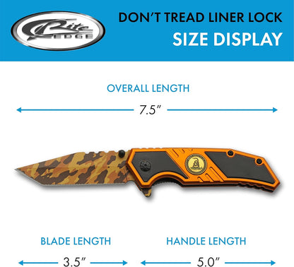 SZCO 7.5" Gold Camo Don’t Tread On Me Folding Pocketknife With Pocket Clip