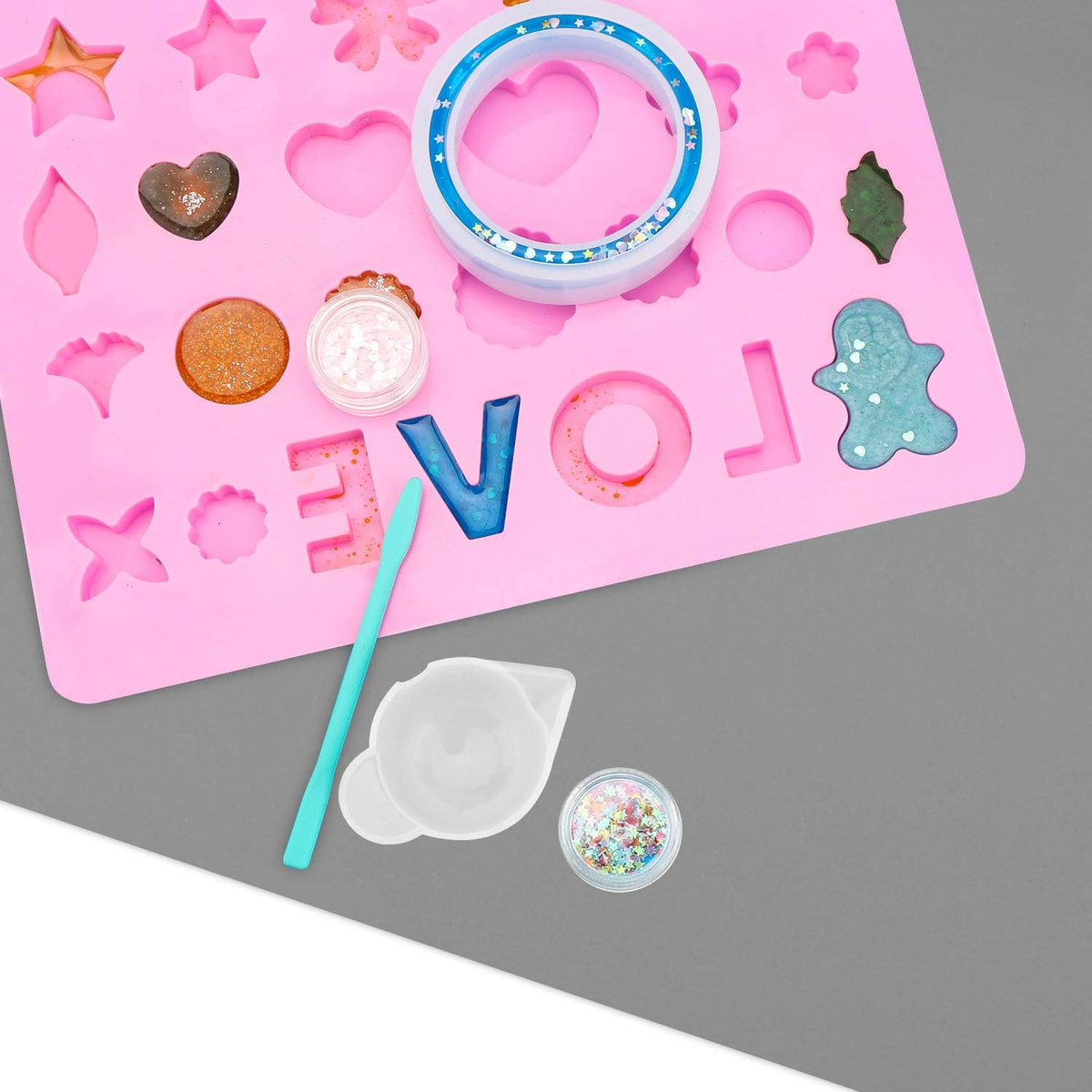 Silicone Crafts Mat, Silicone Sheets for Crafts, Painting, Nail Arts, Clay, Resin Jewelry Casting Molds Mat, Table Pad Placemat, Nonstick Nonslip, Gray & Beige & Light Blue (15.7x11.8 inch)