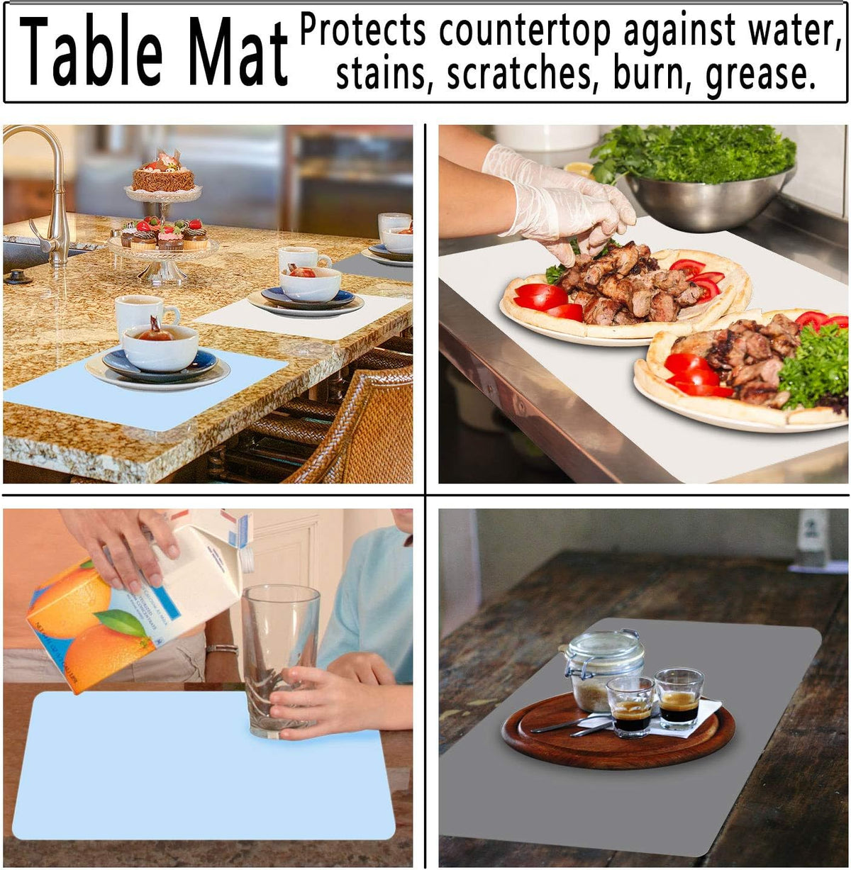 Silicone Crafts Mat, Silicone Sheets for Crafts, Painting, Nail Arts, Clay, Resin Jewelry Casting Molds Mat, Table Pad Placemat, Nonstick Nonslip, Gray & Beige & Light Blue (15.7x11.8 inch)