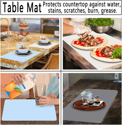 Silicone Crafts Mat, Silicone Sheets for Crafts, Painting, Nail Arts, Clay, Resin Jewelry Casting Molds Mat, Table Pad Placemat, Nonstick Nonslip, Gray & Beige & Light Blue (15.7x11.8 inch)