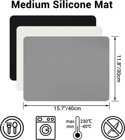 Silicone Crafts Mat, Silicone Sheets for Crafts, Painting, Nail Arts, Clay, Resin Jewelry Casting Molds Mat, Table Pad Placemat, Nonstick Nonslip, Gray & Beige & Light Blue (15.7x11.8 inch)