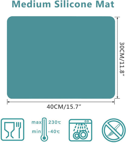 Silicone Crafts Mat, Silicone Sheets for Crafts, Painting, Nail Arts, Clay, Resin Jewelry Casting Molds Mat, Table Pad Placemat, Nonstick Nonslip, Gray & Beige & Light Blue (15.7x11.8 inch)