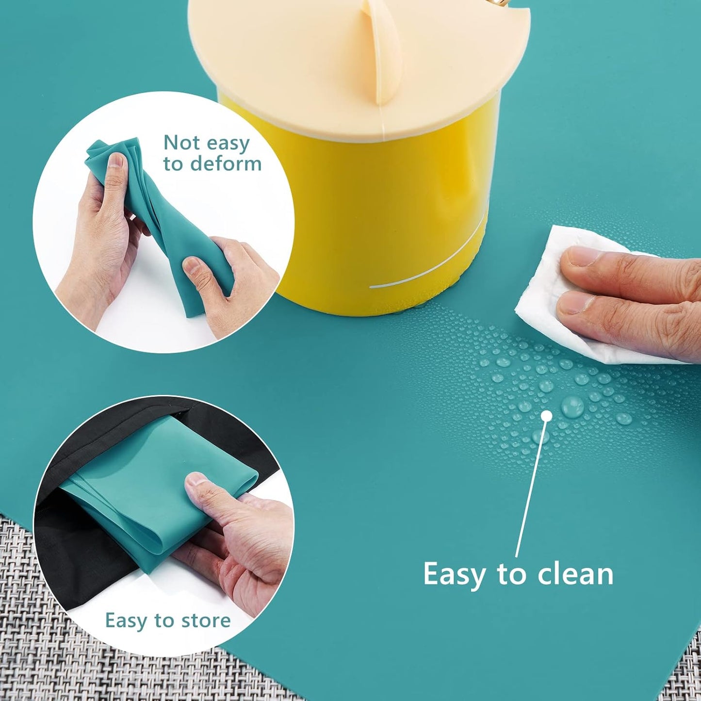 Silicone Crafts Mat, Silicone Sheets for Crafts, Painting, Nail Arts, Clay, Resin Jewelry Casting Molds Mat, Table Pad Placemat, Nonstick Nonslip, Gray & Beige & Light Blue (15.7x11.8 inch)