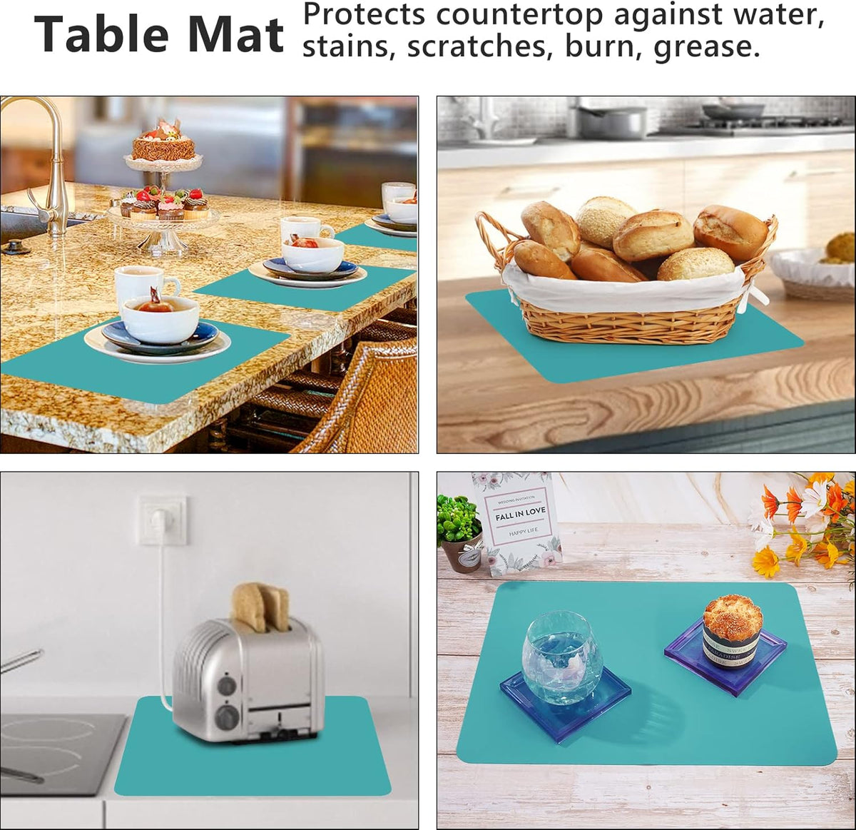 Silicone Crafts Mat, Silicone Sheets for Crafts, Painting, Nail Arts, Clay, Resin Jewelry Casting Molds Mat, Table Pad Placemat, Nonstick Nonslip, Gray & Beige & Light Blue (15.7x11.8 inch)