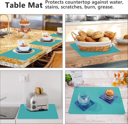 Silicone Crafts Mat, Silicone Sheets for Crafts, Painting, Nail Arts, Clay, Resin Jewelry Casting Molds Mat, Table Pad Placemat, Nonstick Nonslip, Gray & Beige & Light Blue (15.7x11.8 inch)
