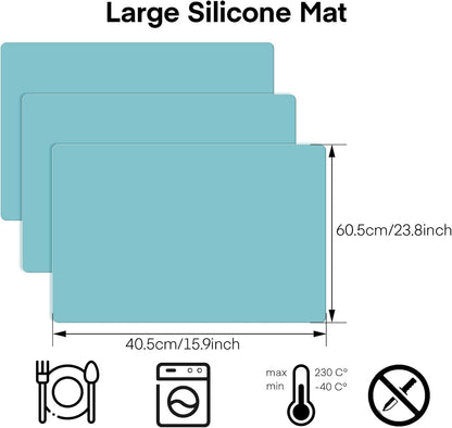 Silicone Crafts Mat, Silicone Sheets for Crafts, Painting, Nail Arts, Clay, Resin Jewelry Casting Molds Mat, Table Pad Placemat, Nonstick Nonslip, Gray & Beige & Light Blue (15.7x11.8 inch)
