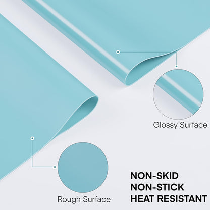 Silicone Crafts Mat, Silicone Sheets for Crafts, Painting, Nail Arts, Clay, Resin Jewelry Casting Molds Mat, Table Pad Placemat, Nonstick Nonslip, Gray & Beige & Light Blue (15.7x11.8 inch)
