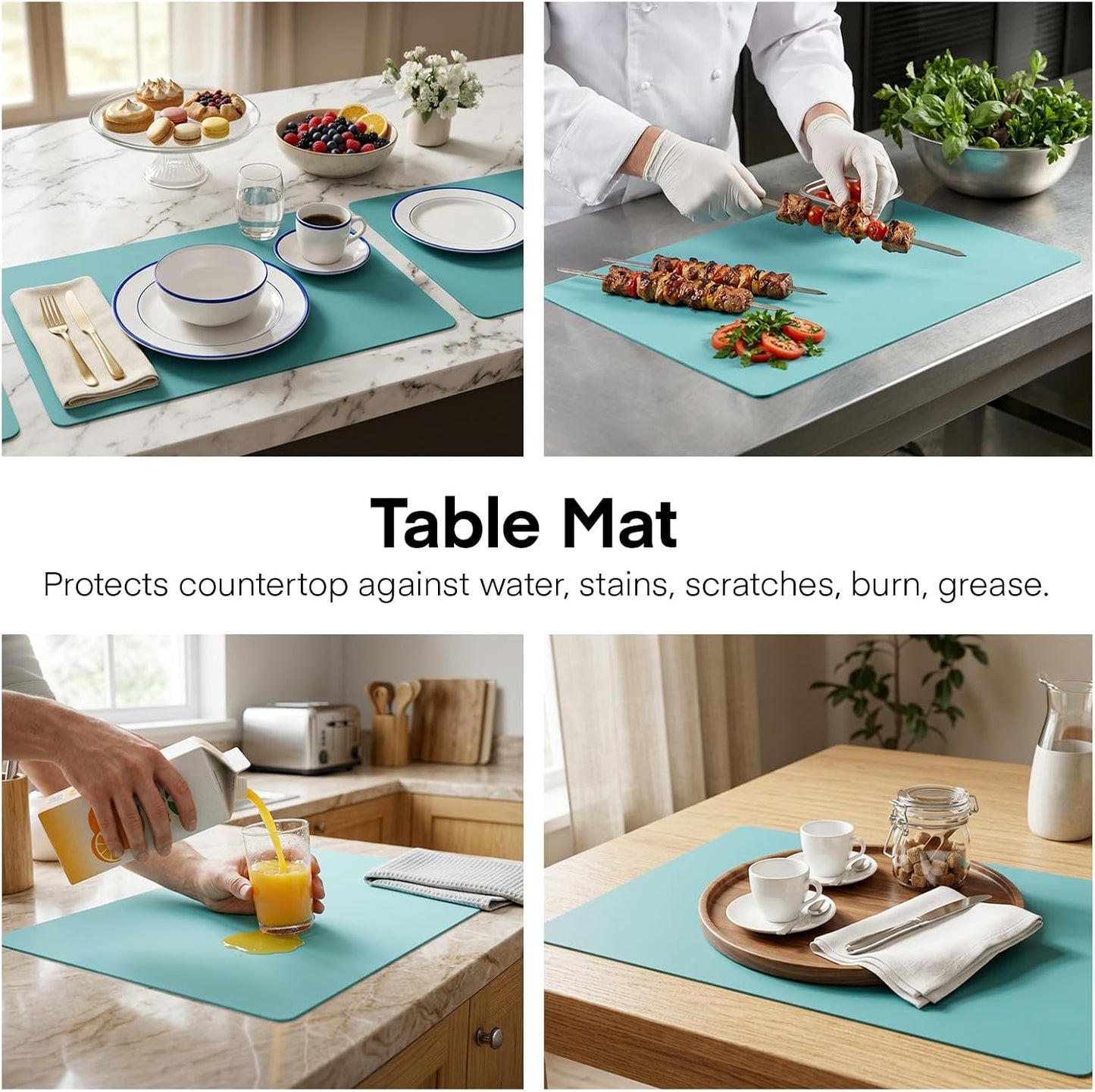 Silicone Crafts Mat, Silicone Sheets for Crafts, Painting, Nail Arts, Clay, Resin Jewelry Casting Molds Mat, Table Pad Placemat, Nonstick Nonslip, Gray & Beige & Light Blue (15.7x11.8 inch)