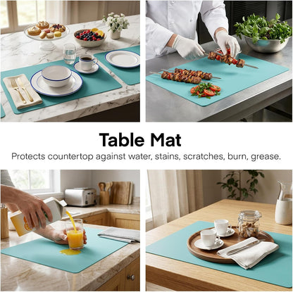 Silicone Crafts Mat, Silicone Sheets for Crafts, Painting, Nail Arts, Clay, Resin Jewelry Casting Molds Mat, Table Pad Placemat, Nonstick Nonslip, Gray & Beige & Light Blue (15.7x11.8 inch)
