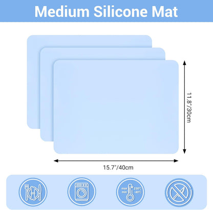 Silicone Crafts Mat, Silicone Sheets for Crafts, Painting, Nail Arts, Clay, Resin Jewelry Casting Molds Mat, Table Pad Placemat, Nonstick Nonslip, Gray & Beige & Light Blue (15.7x11.8 inch)