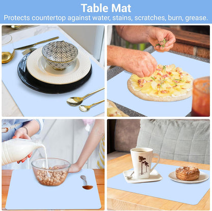 Silicone Crafts Mat, Silicone Sheets for Crafts, Painting, Nail Arts, Clay, Resin Jewelry Casting Molds Mat, Table Pad Placemat, Nonstick Nonslip, Gray & Beige & Light Blue (15.7x11.8 inch)
