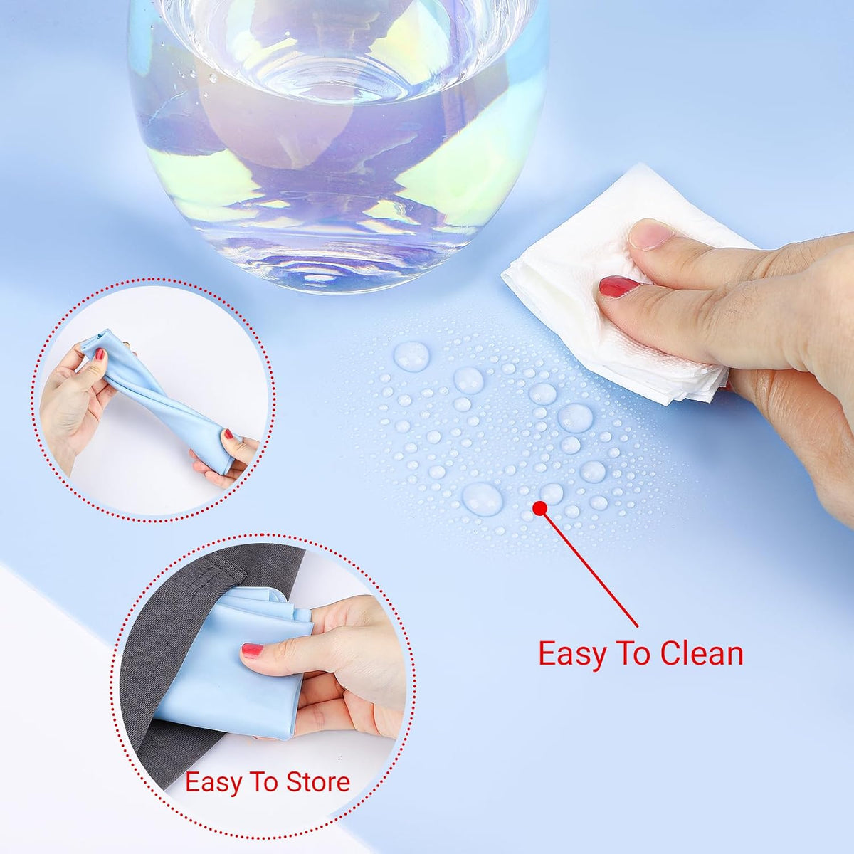 Silicone Crafts Mat, Silicone Sheets for Crafts, Painting, Nail Arts, Clay, Resin Jewelry Casting Molds Mat, Table Pad Placemat, Nonstick Nonslip, Gray & Beige & Light Blue (15.7x11.8 inch)