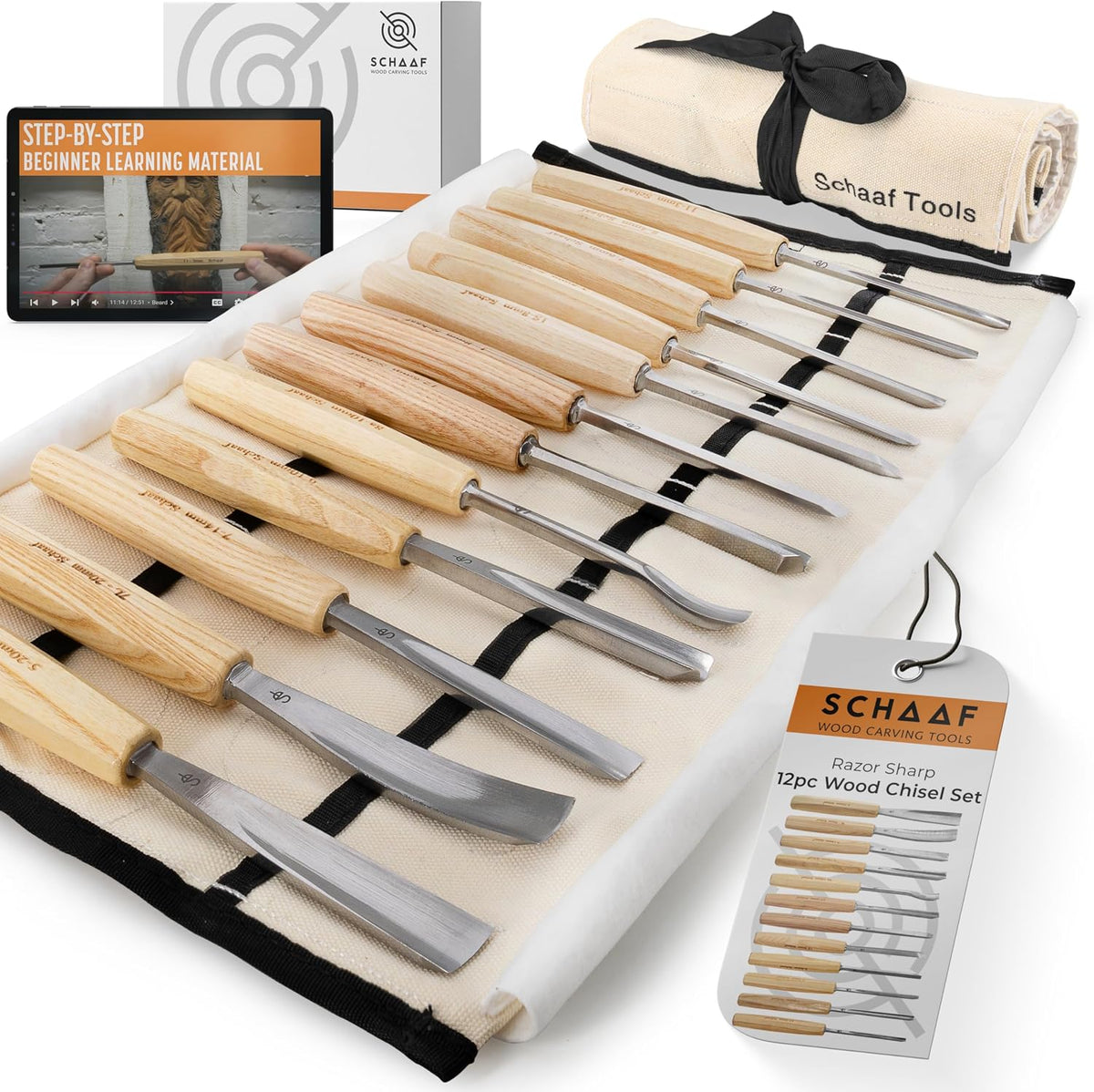Schaaf Wood Carving Tools Wood Chisel Set with Gouges, Cr-V 60 Steel