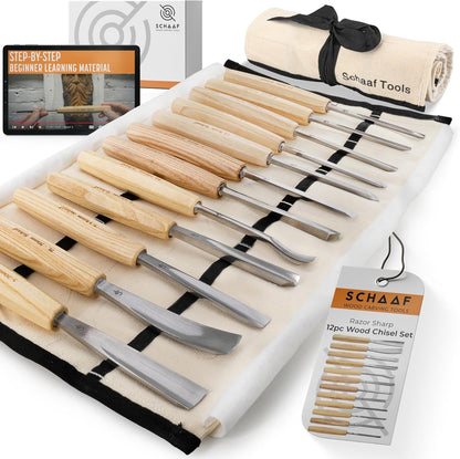 Schaaf Wood Carving Tools Wood Chisel Set with Gouges, Cr-V 60 Steel
