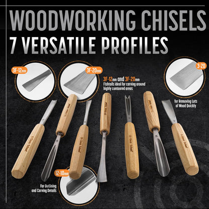 Schaaf Wood Carving Tools Wood Chisel Set with Gouges, Cr-V 60 Steel